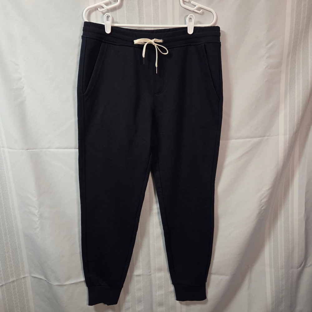 True Classic Joggers Mens L Black Fleece Pull On Elastic Waist Cuffed Sweatpants